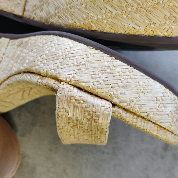 Schutz Tarla Platform Wedge Sandals Womens 8.5B Straw Raffia Tropical Vacation - Picture 10 of 15